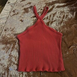 Anthropologie Red Ribbed Top size M